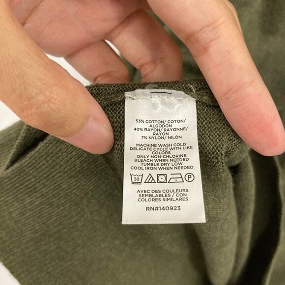 New LOFT size XL Green/Gray V Neck Soft Lightweight Knit Pullover Sweater - Picture 7 of 9